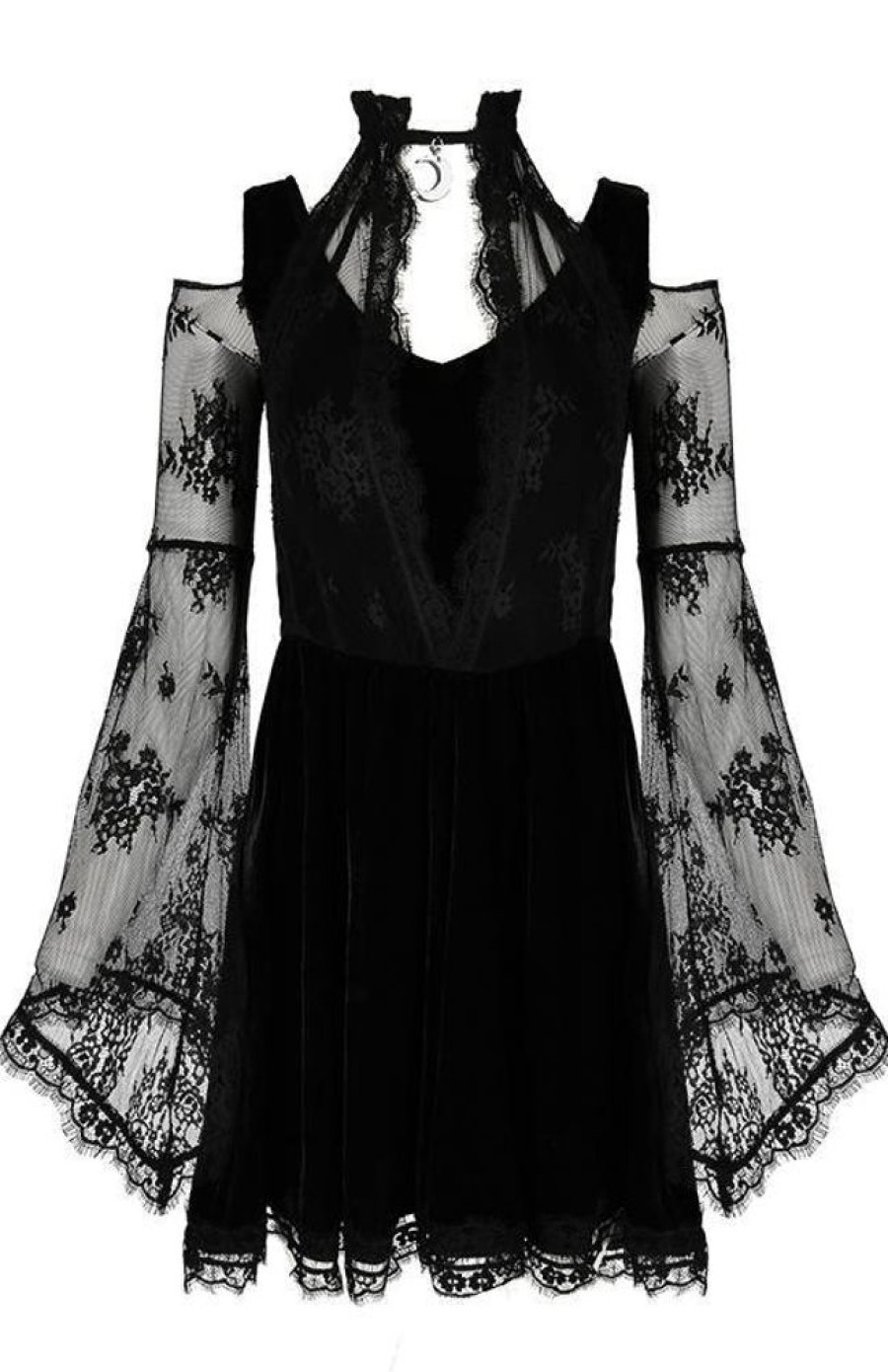 Clothes Restyle | Layered Lace Gothic Dress With A Crescent Charm