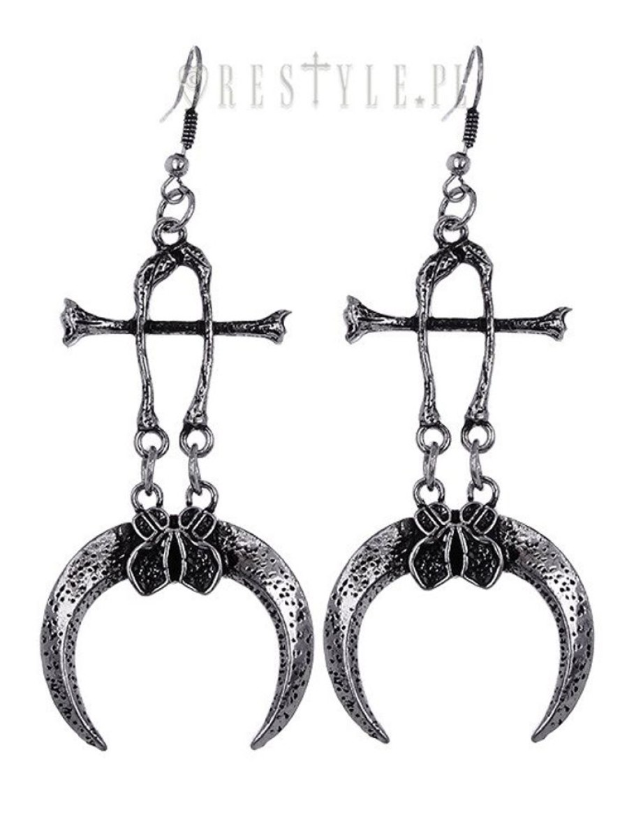 Jewellery Restyle | Antique Silver Earrings Tibia Bones, Moon, Occult Jewellery "Claws & Bones Silver Earrings"