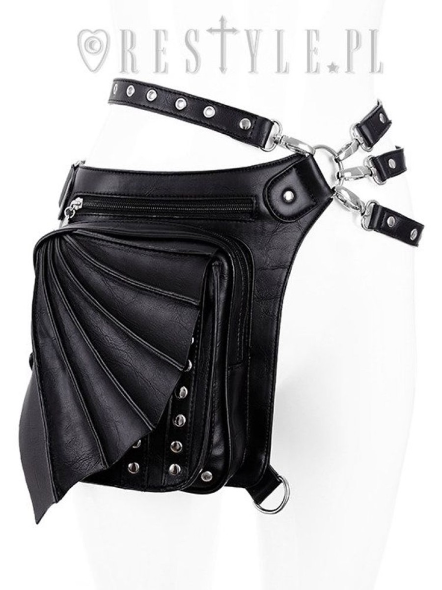 Accessories Restyle | Black Hip Bag With Pockets, Pocket Belt, Wing Bag, Gothic Utility Belt"Bat Holster Bag"