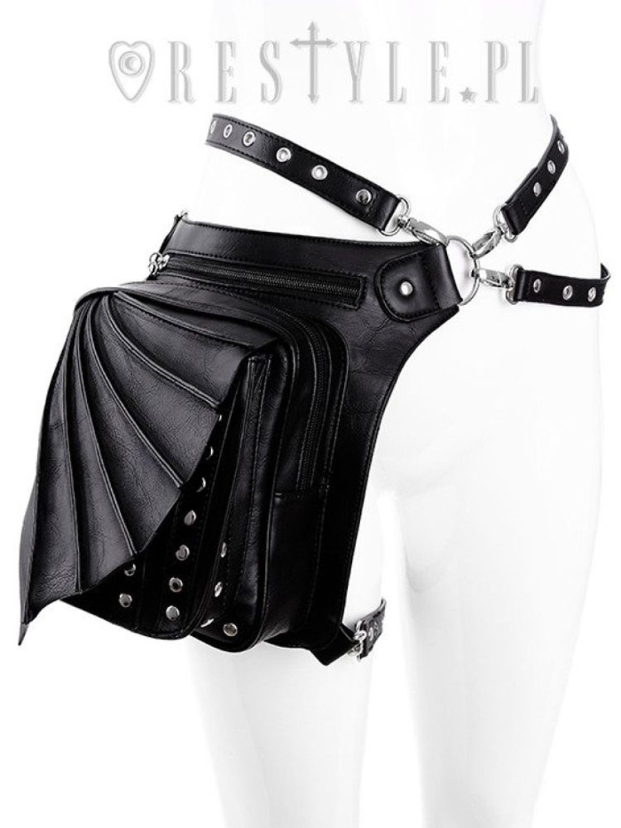 Accessories Restyle | Black Hip Bag With Pockets, Pocket Belt, Wing Bag, Gothic Utility Belt"Bat Holster Bag"