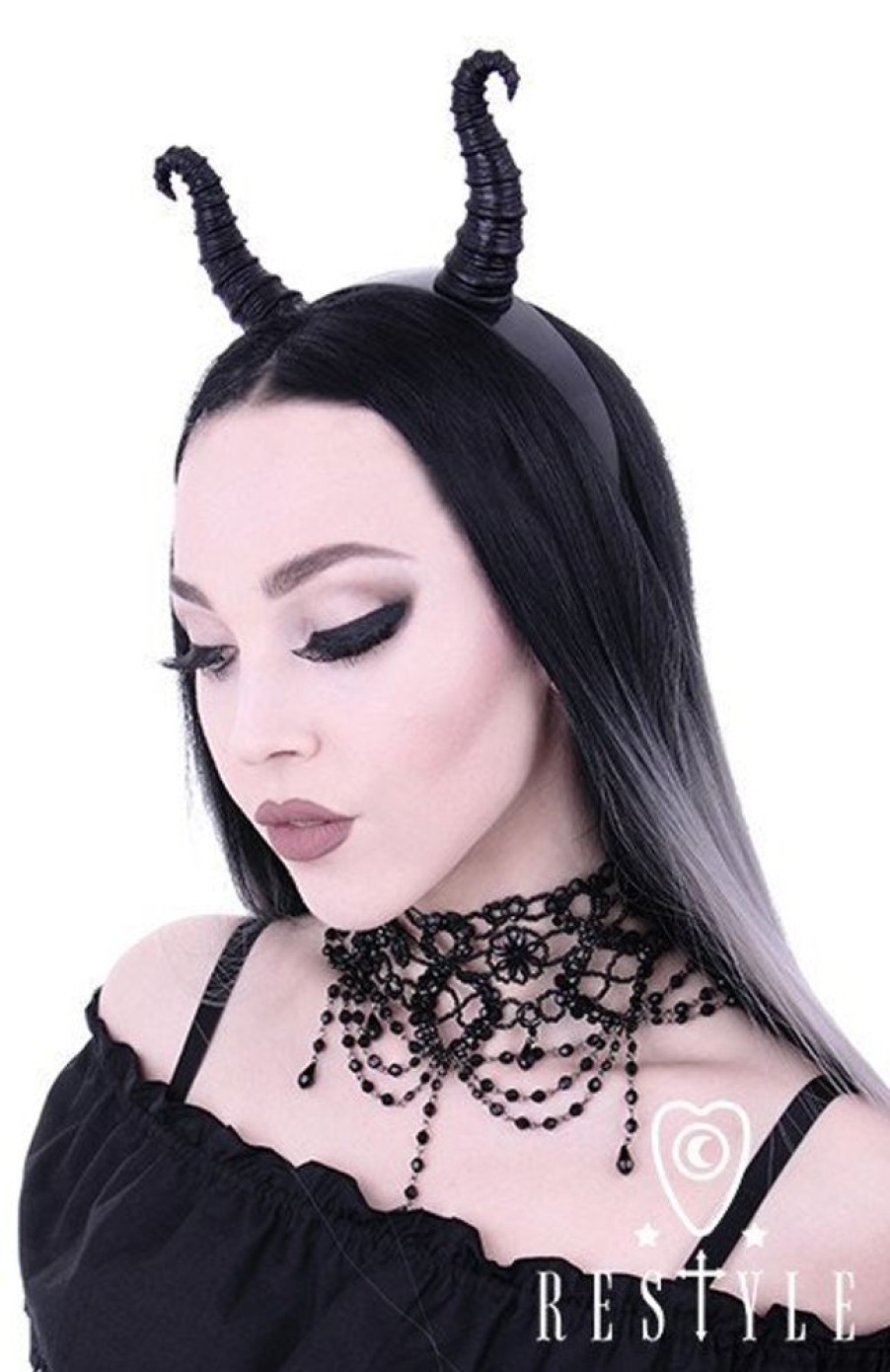 Accessories Restyle | Maleficent Horns, Gothic, Black Headpiece Diabolical Headband