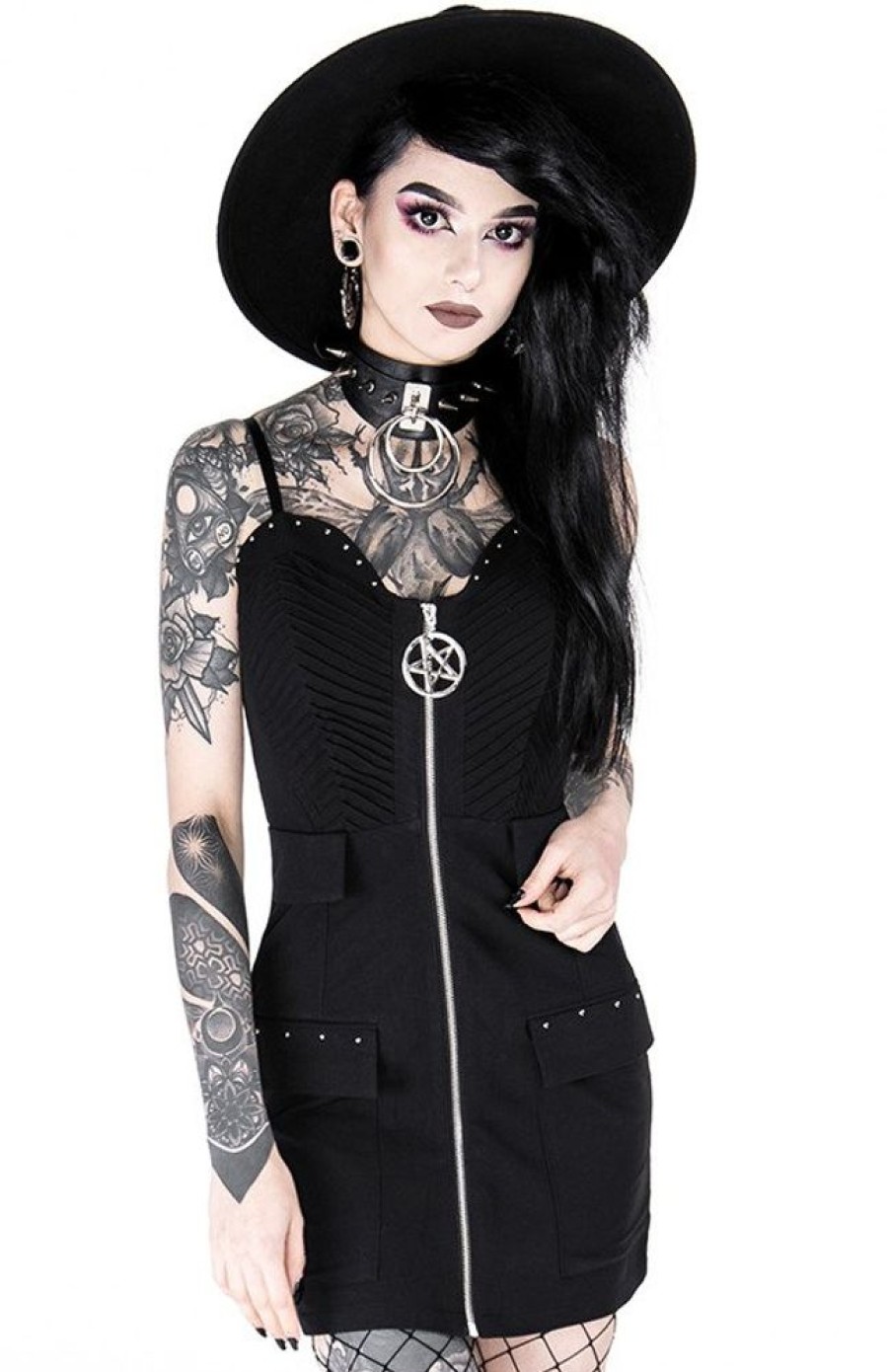 Clothes Restyle | Gothic Black Mini Sweetheart Pentagram Dress Celeste Dress