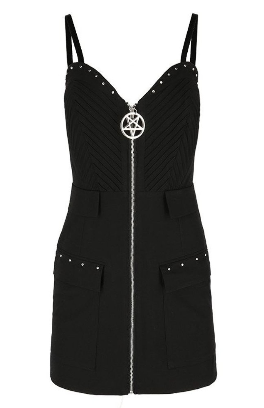 Clothes Restyle | Gothic Black Mini Sweetheart Pentagram Dress Celeste Dress