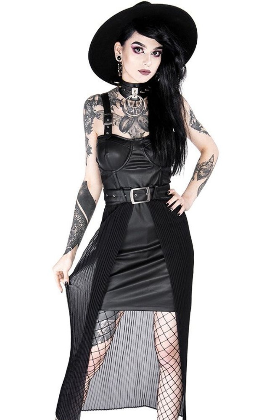 Clothes Restyle | Black Gothic Night Mist Dress With Overskirt