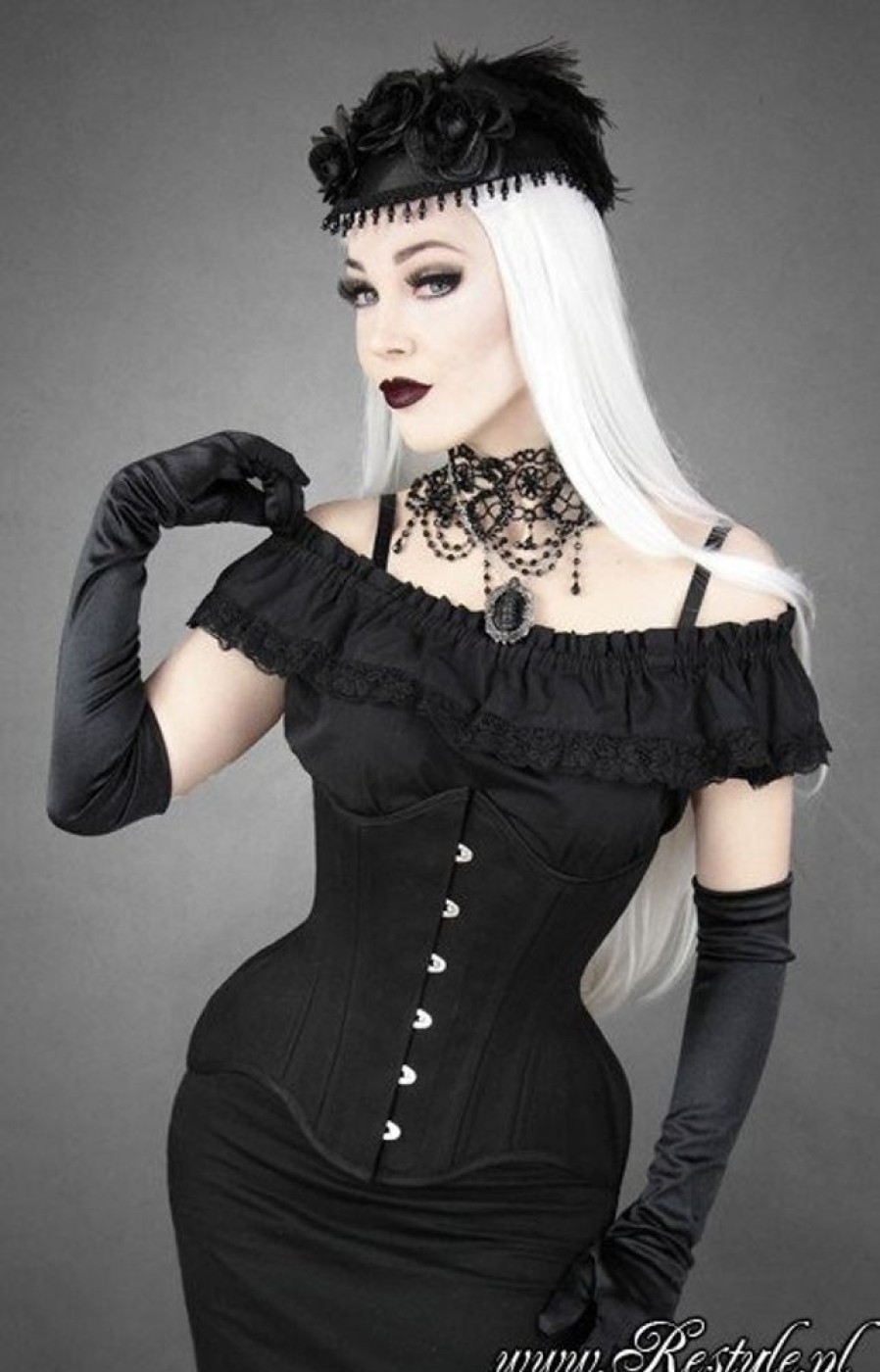 Corsets Restyle | Black Cotton Underbust Hourglass Corset Wide Hips Matt