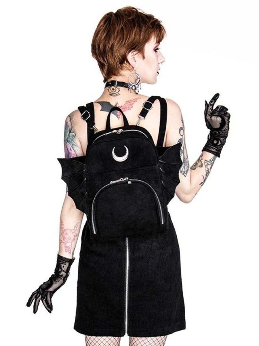 Backpacks Restyle | Elegant Goth Backpack, Gothic Black Woman School Backpack With Wings