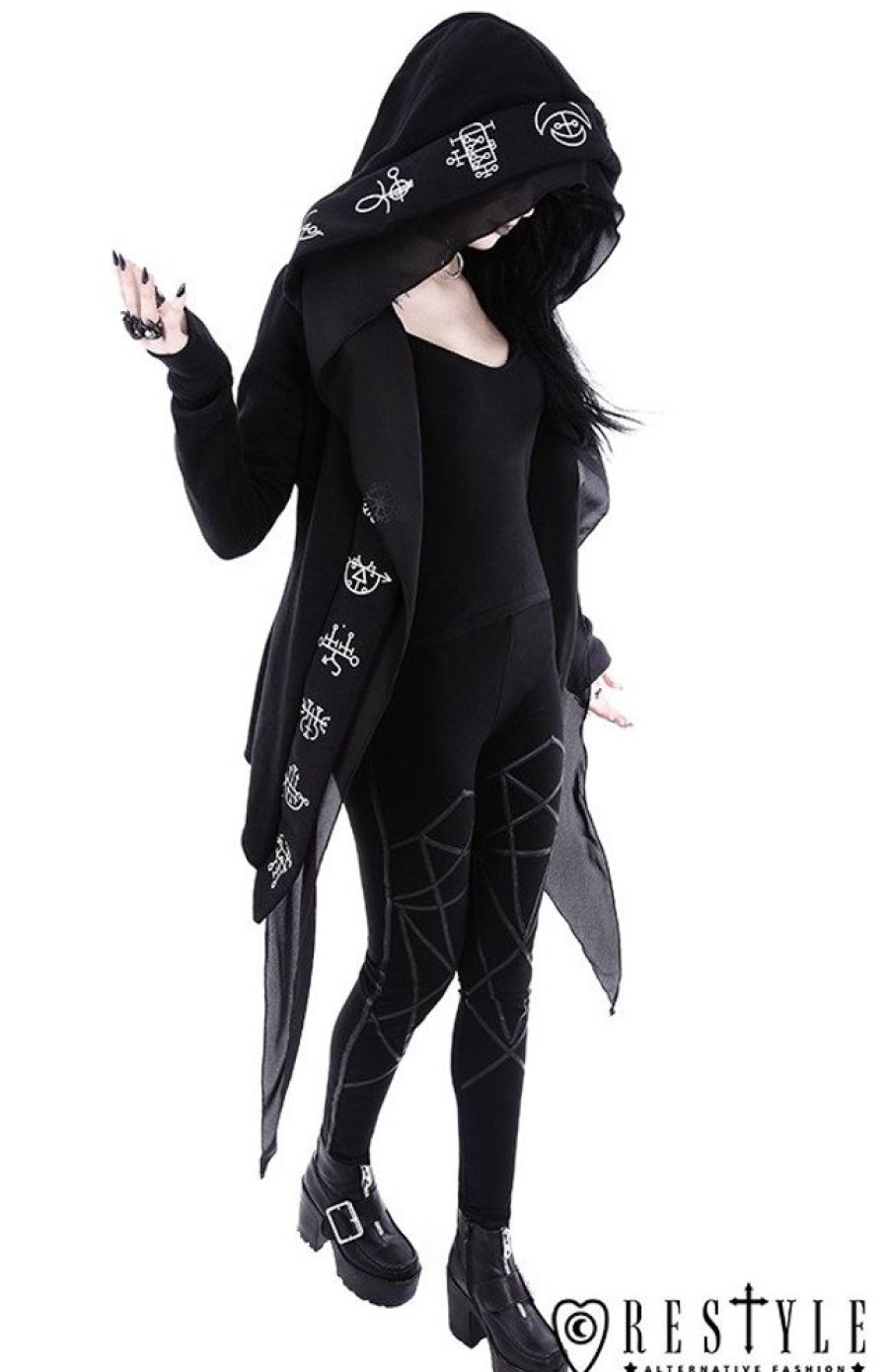 Clothes Restyle | Long, Gothic Jacket With Oversized Hood "Demon Hoodie"