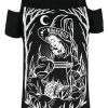 Clothes Restyle | Black Gothic T-Shirt Burn The Witch Cold Shoulder