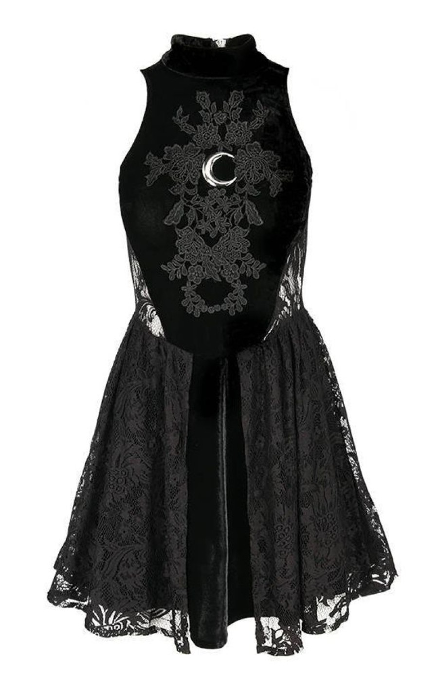 Clothes Restyle | High Neck Gothic Lace Dress With A Crescent