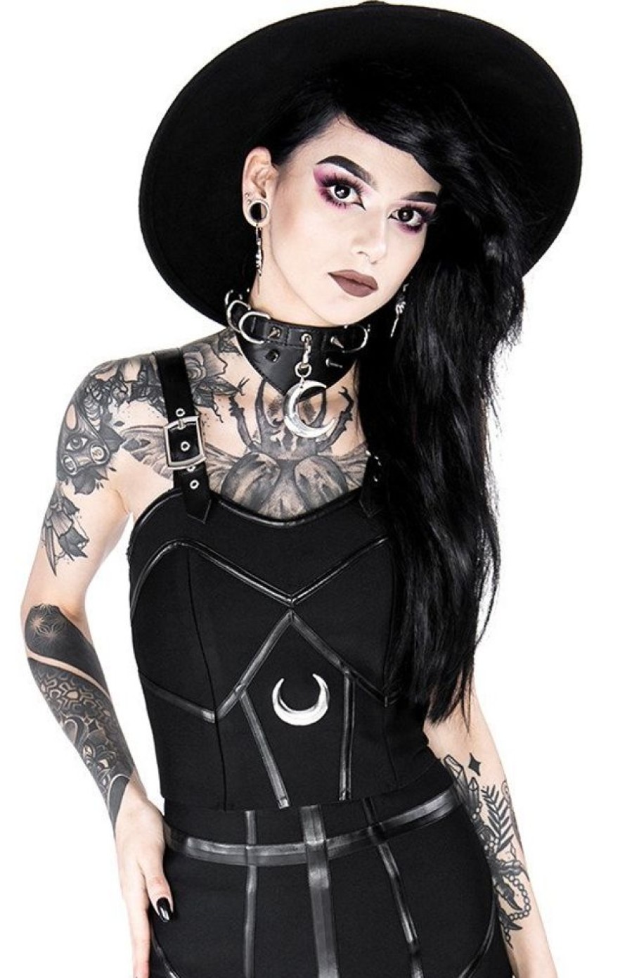 Clothes Restyle | Black Gothic Bandage Moon Top