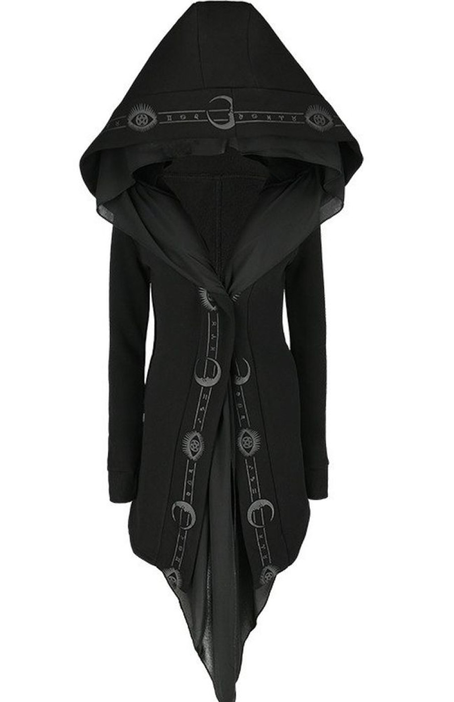 Clothes Restyle | Fortune Teller Hoodie Black Gothic Hoodie With Veil And Symbols