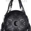 Handbags Restyle | Moon Embroidery Handbag, Witchy Purse With Moon & Tessels "Henna Black Round Bag"