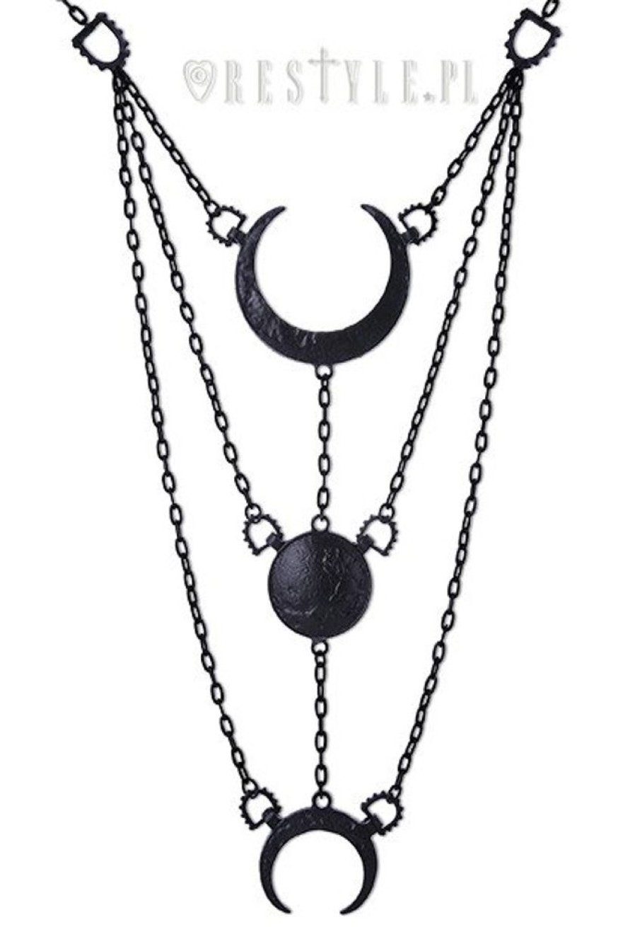 Jewellery Restyle | Long Crescent Pendant, Luna "Moon Phases Black Necklace"