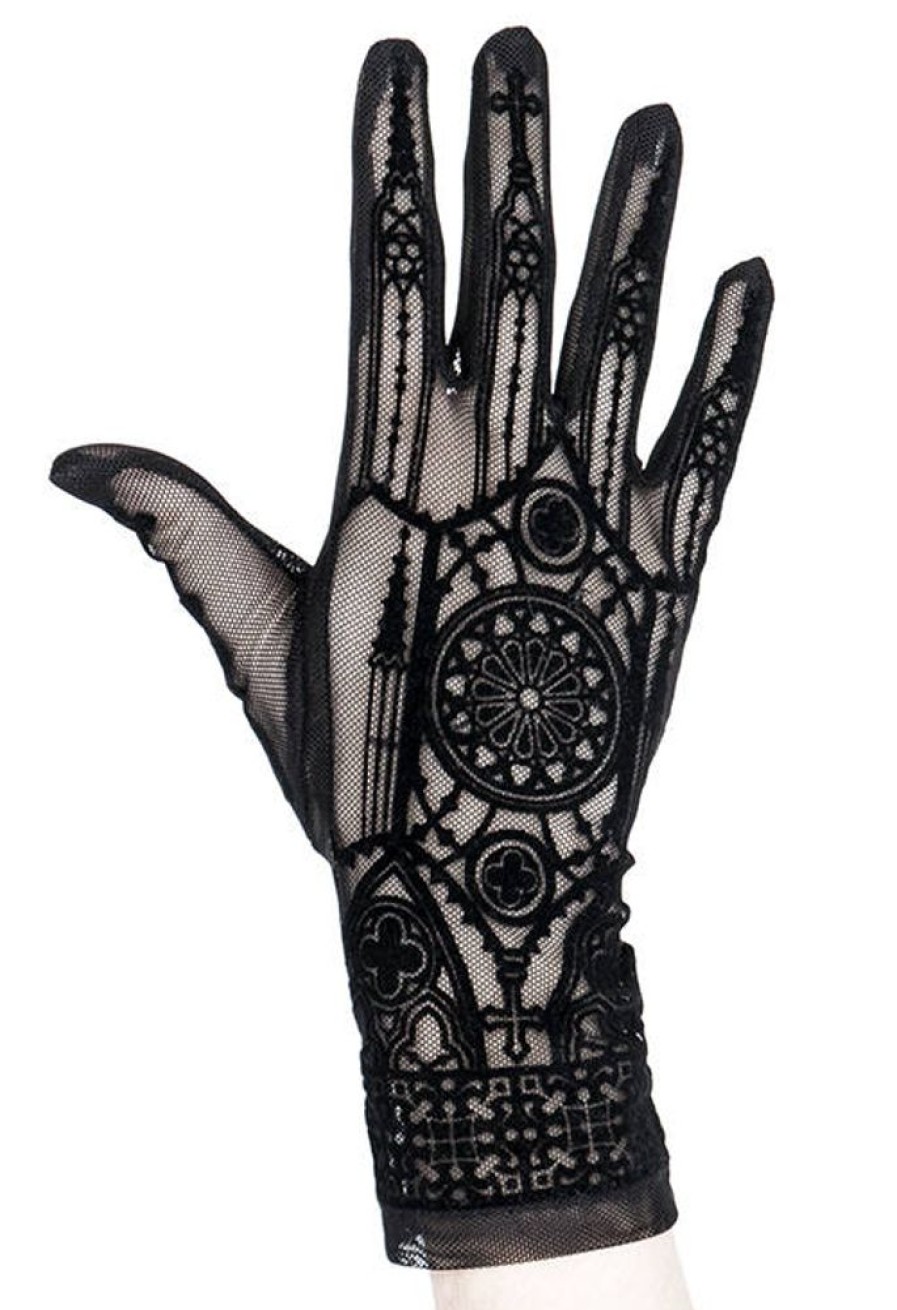 Accessories Restyle | Gothic Mesh Gloves With Cathedral Pattern Cathedral Gloves