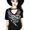 Clothes Restyle | Black Gothic T-Shirt With Choker Sad Rad Snakes Print