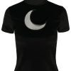 Clothes Restyle | Black Velvet Crescent Mesh Top Moon Witch