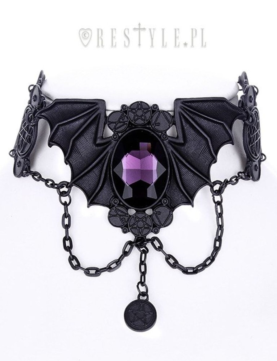 Jewellery Restyle | Necronomicon Collar, Occult Jewellery, Bat Necklace "Bat Choker Black"