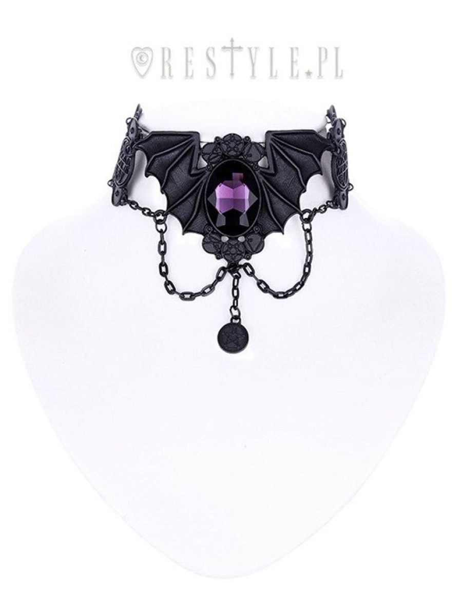 Jewellery Restyle | Necronomicon Collar, Occult Jewellery, Bat Necklace "Bat Choker Black"