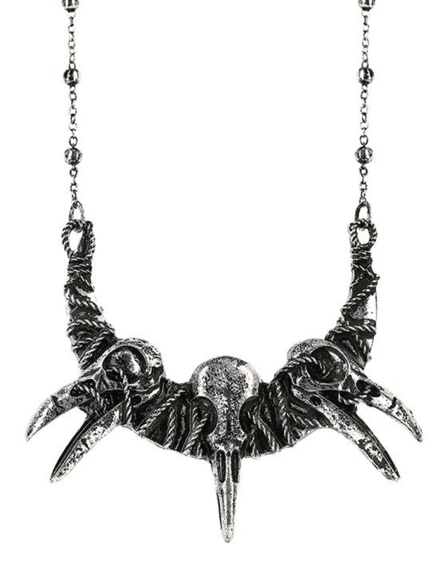 Jewellery Restyle | Raven Skulls Necklace Pagan Pendant With Crows