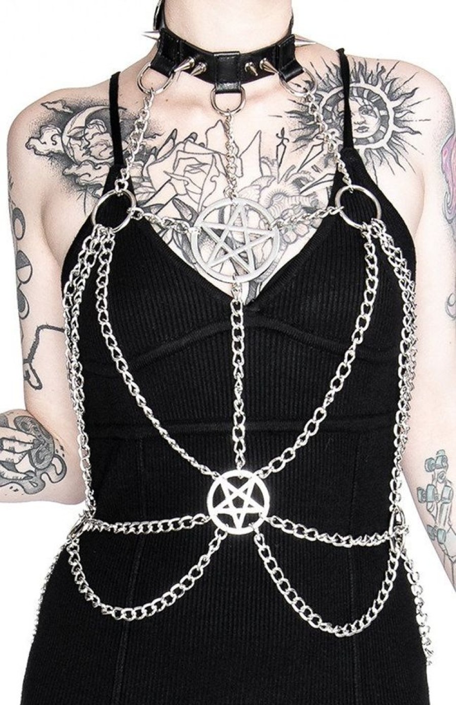 Accessories Restyle | Chained Pentagram Harness Belt, Gothic Accessory