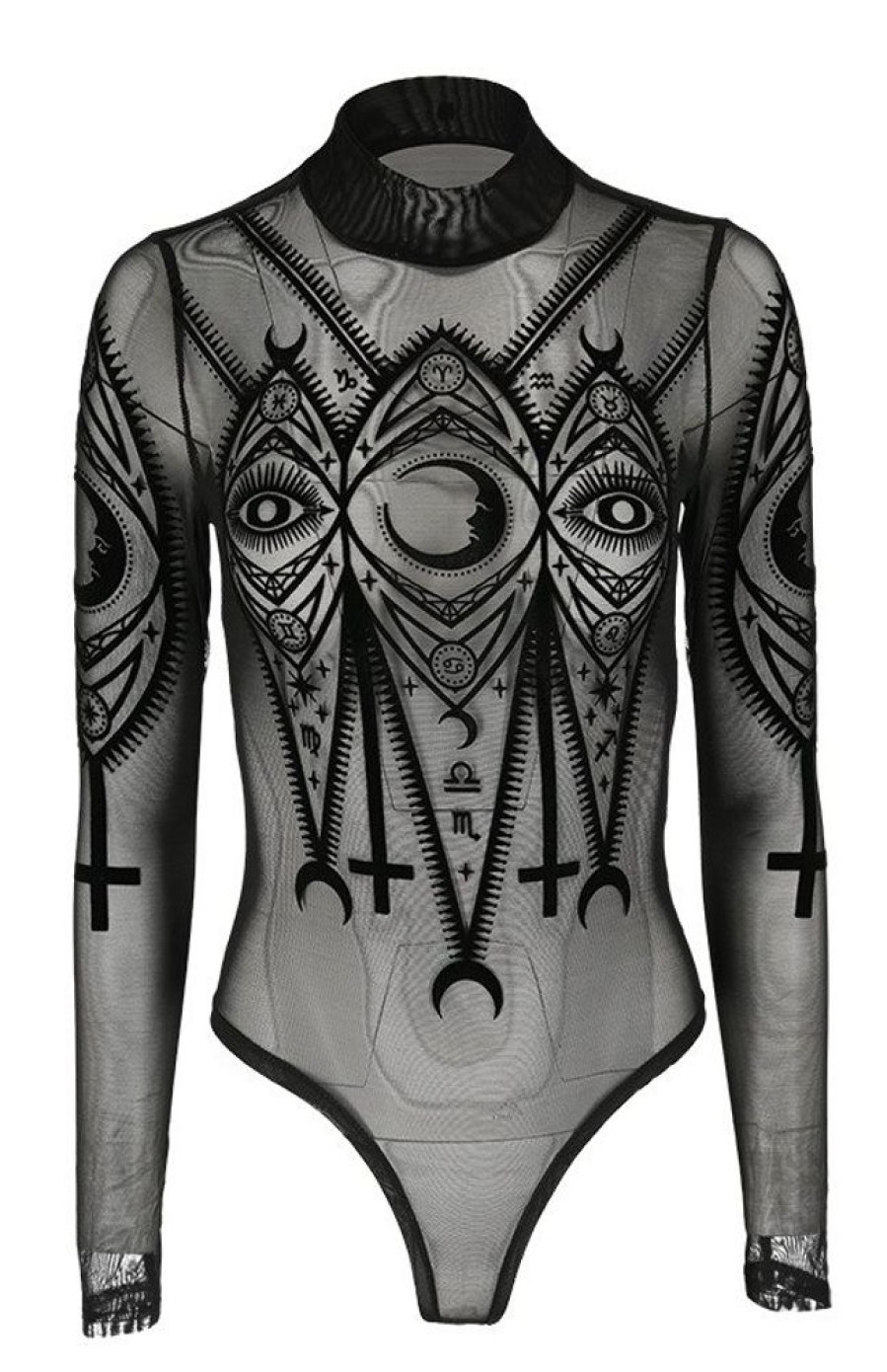 Clothes Restyle | Black Gothic Fortune Teller Mesh Bodysuit