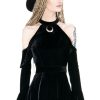 Clothes Restyle | Velvet Moon Dress Black Gothic Mini Dress With Crescent