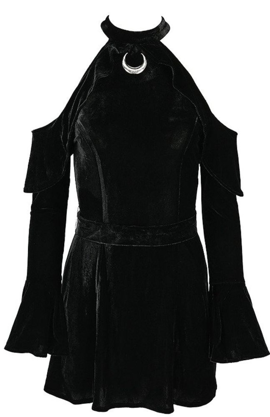 Clothes Restyle | Velvet Moon Dress Black Gothic Mini Dress With Crescent