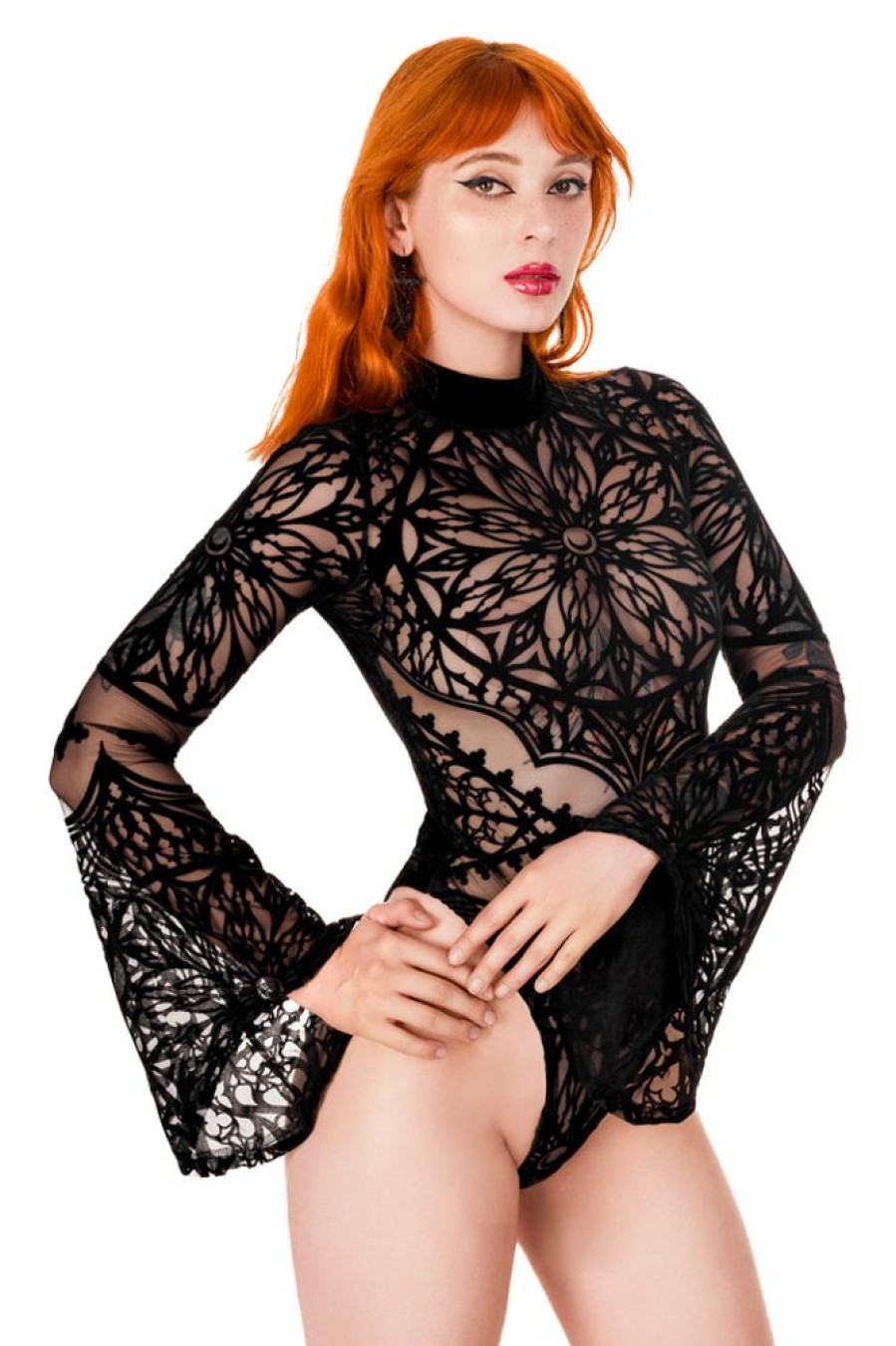 Clothes Restyle | Rosarium Bodysuit Body With A Gothic Rosette