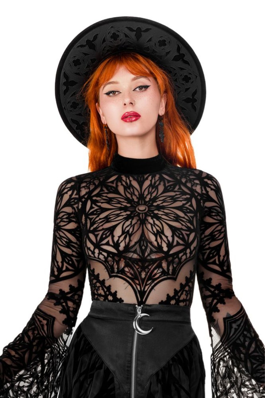 Clothes Restyle | Rosarium Bodysuit Body With A Gothic Rosette