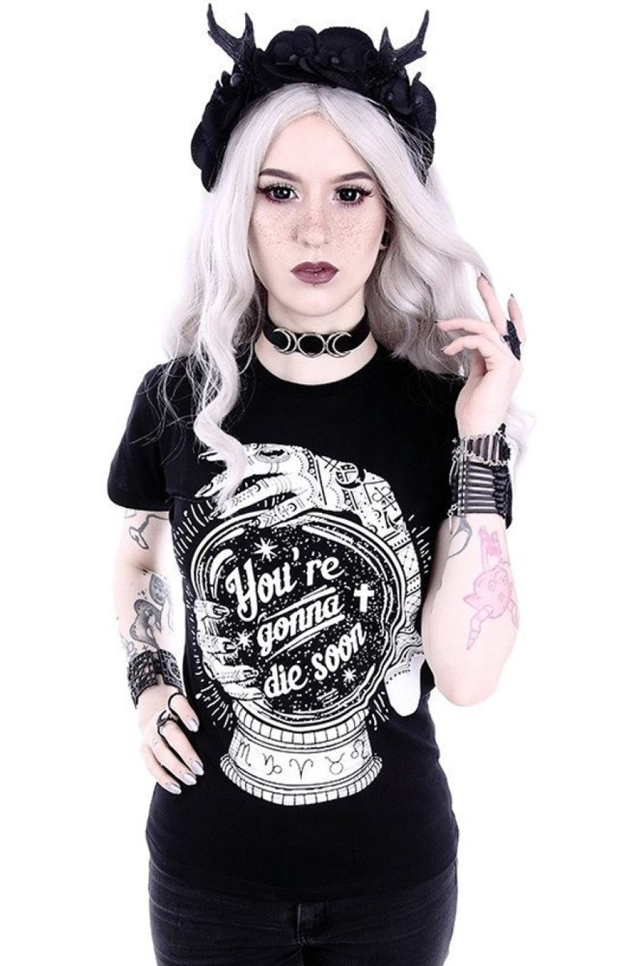 Clothes Restyle | Gothic T-Shirt With A Magic Ball "You'Re Gonna Die Soon"