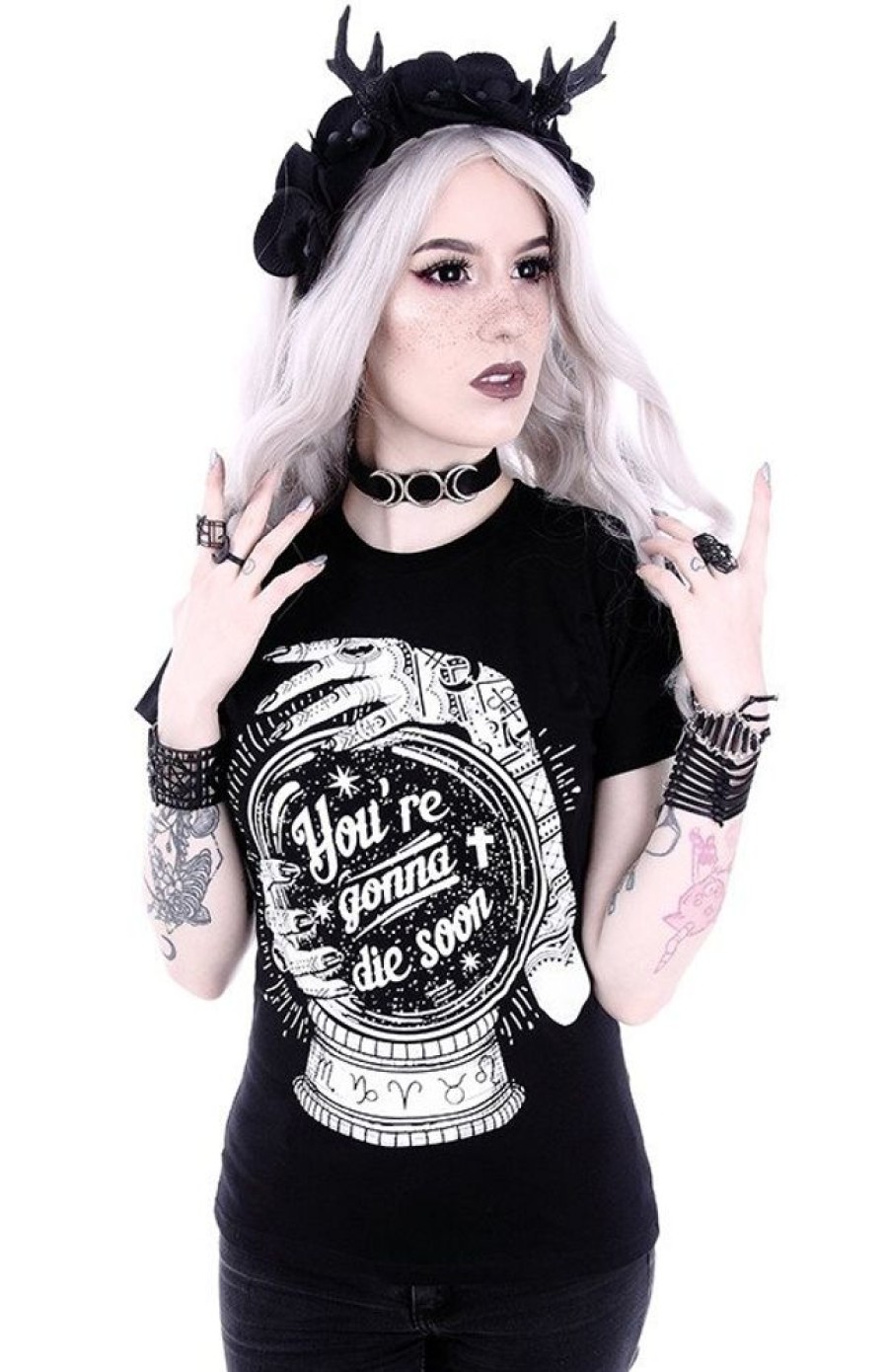 Clothes Restyle | Gothic T-Shirt With A Magic Ball "You'Re Gonna Die Soon"