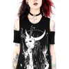 Clothes Restyle | Black Witches Cold Shoulder T-Shirt Live By The Moon