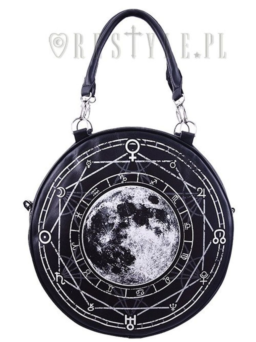 Handbags Restyle | Black, Witchy Purse, Full Moon Print, Moon Bag "Luna Round Bag"