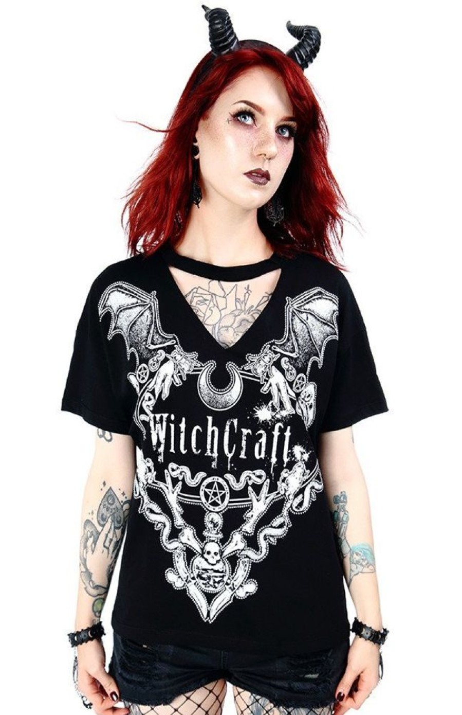 Clothes Restyle | Black Gothic Choker Top Witchcraft