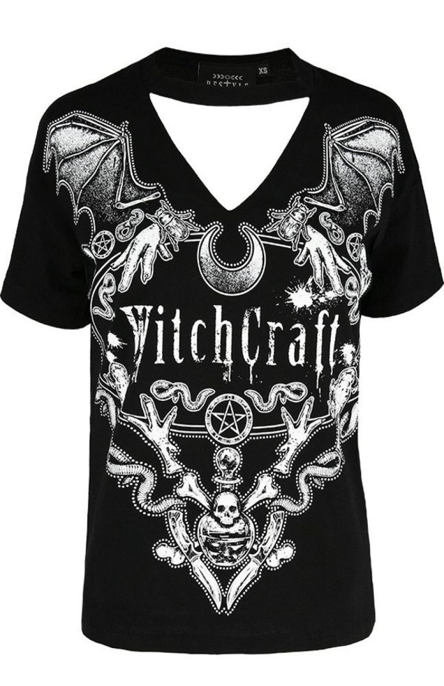 Clothes Restyle | Black Gothic Choker Top Witchcraft