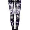 Clothes Restyle | Black Gothic Leggings With Sphynx Cat, Bastet, Occult Trousers "Sphynx Leggings"