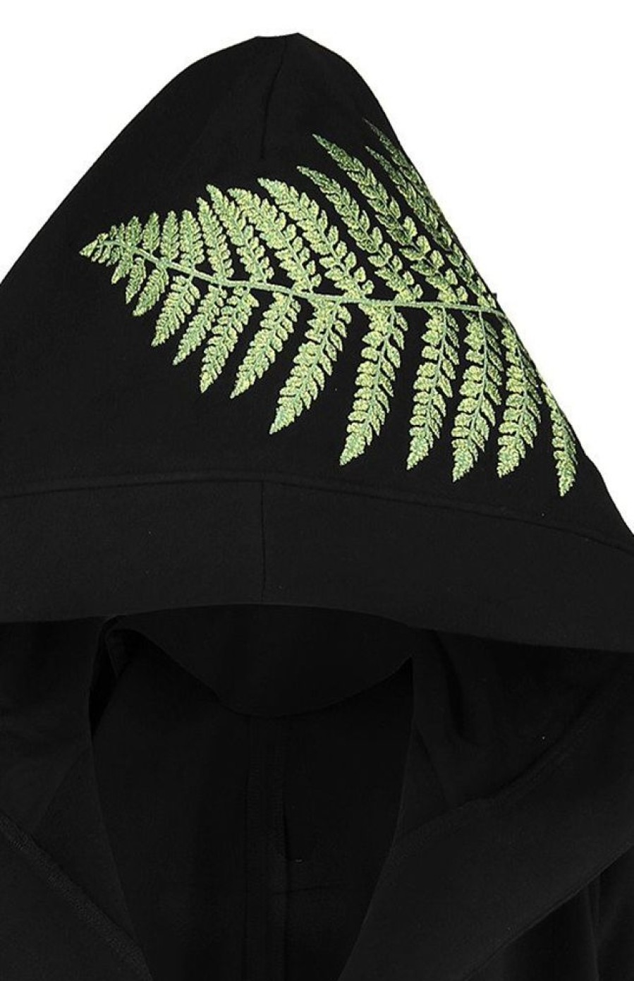 Clothes Restyle | Long, Gothic Fern Hoodie With Oversized Hood "Forest Witch"