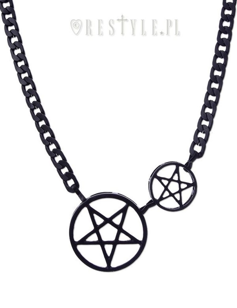 Jewellery Restyle | Thick Pentagram Necklace "Black Double Pentacle Chain"