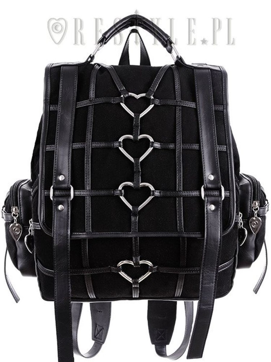 Backpacks Restyle | Black Gothic Bag, Harness Heart, Square Backpack "Heavy Heart Backpack"