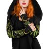 Clothes Restyle | Long Pagan Herbal Hoodie With Fern And Crescent Oversized Hood