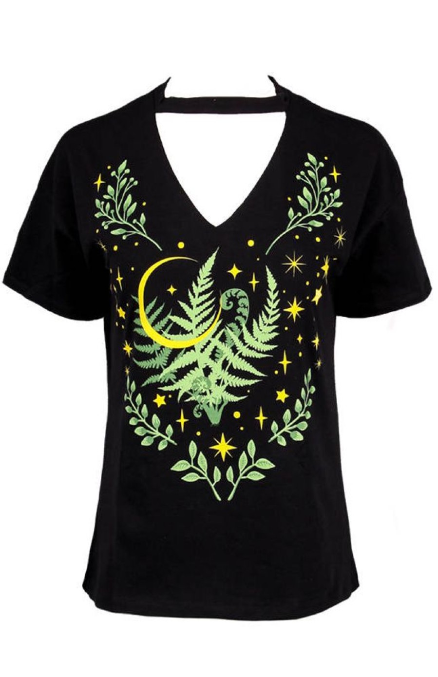 Clothes Restyle | Herbal T-Shirt With A Choker And Fern Leaf