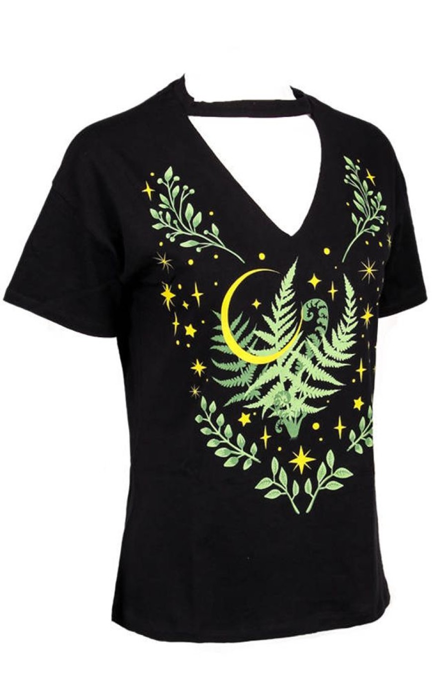 Clothes Restyle | Herbal T-Shirt With A Choker And Fern Leaf