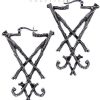 Jewellery Restyle | Silver Gothic Hoop Earrings, Occult Jewellery"Silver Lucifer Sigil Earrings"