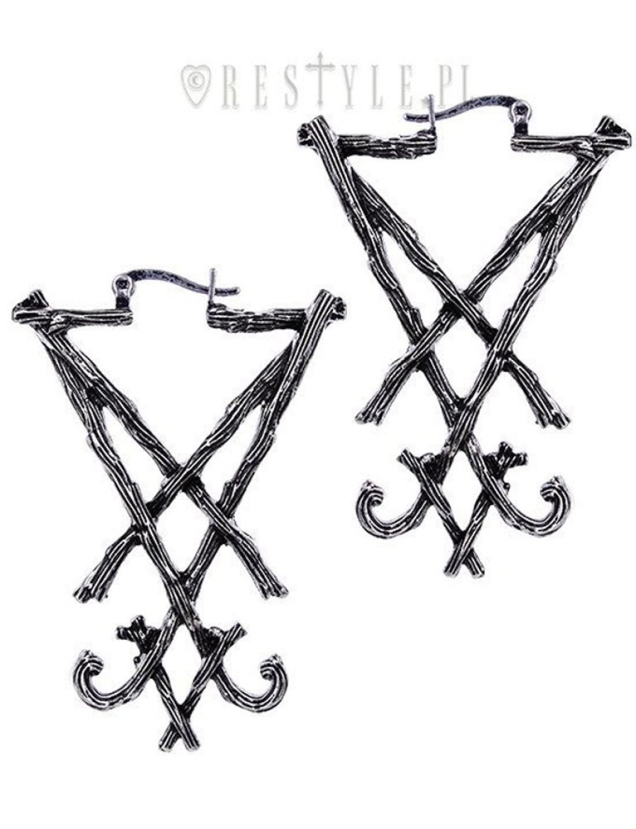 Jewellery Restyle | Silver Gothic Hoop Earrings, Occult Jewellery"Silver Lucifer Sigil Earrings"