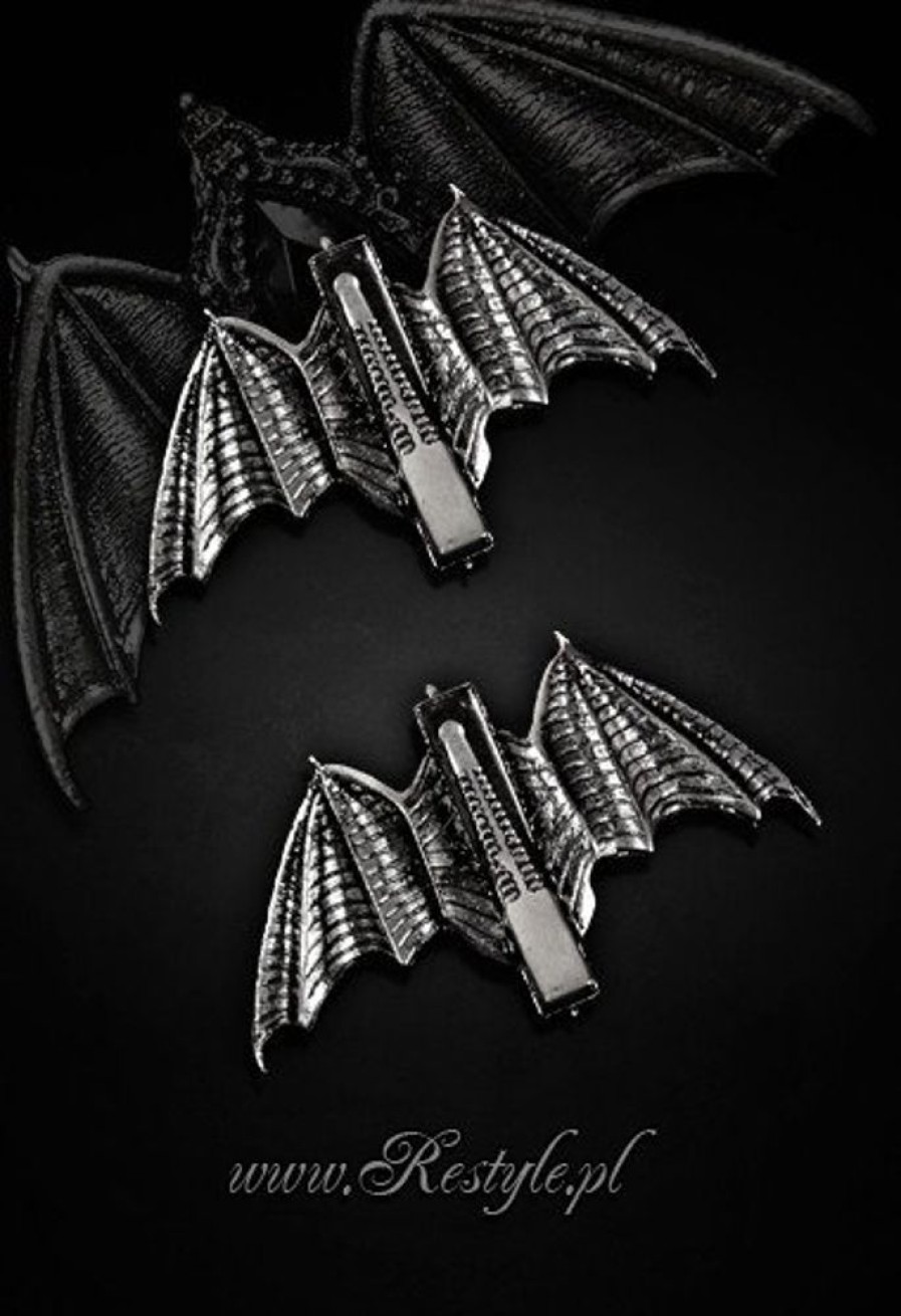 Jewellery Restyle | Gothic Hairclips, Pair Of Gothic Bats Hairclips Black "Carpe Noctem"