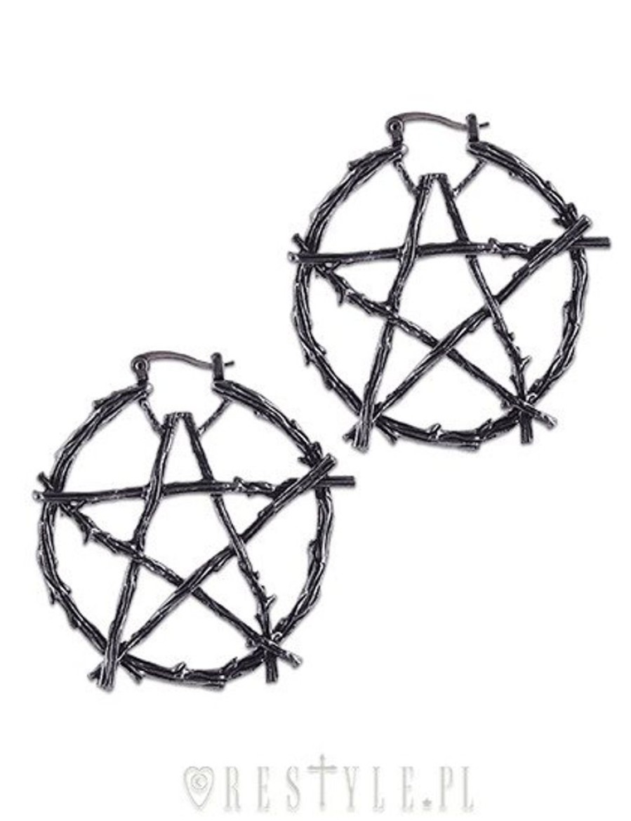 Jewellery Restyle | Gothic Hoop Earrings, Occult Fashion "Branch Pentagram Earrings"