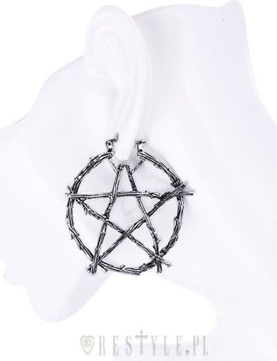 Jewellery Restyle | Gothic Hoop Earrings, Occult Fashion "Branch Pentagram Earrings"