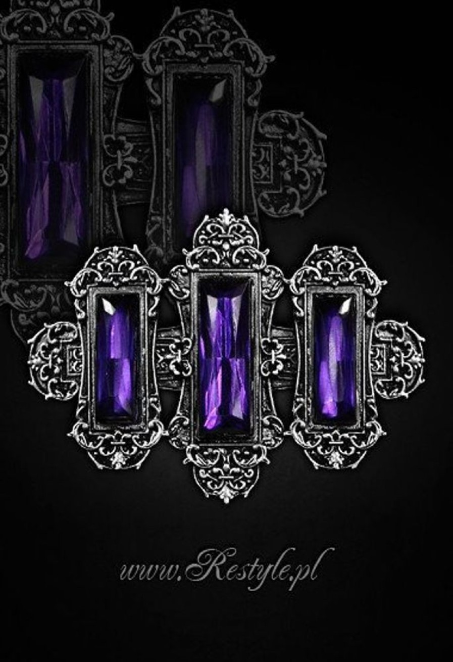 Jewellery Restyle | Gothic Hairclip "Vivian Violet" Victorian Hair Barrette, Rectangle Stones