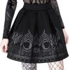 Clothes Restyle | Fortune Teller Skirt, Black Gothic Pleated Short Skirt With Moon Print