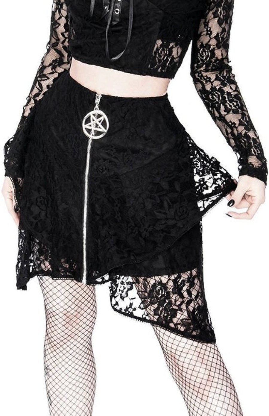 Clothes Restyle | Layered Lace Gothic Skirt With Pentagram